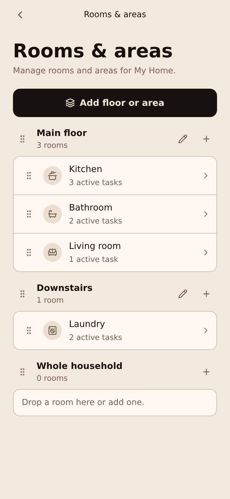 Taskstead room and floor editing screen